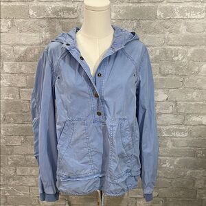 Pilcro for Anthropologie Jessa Utility Jacket in a powder blue color